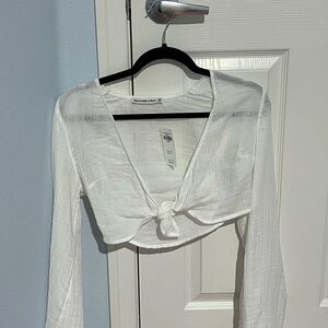 Abercrombie White Tie-Front Top